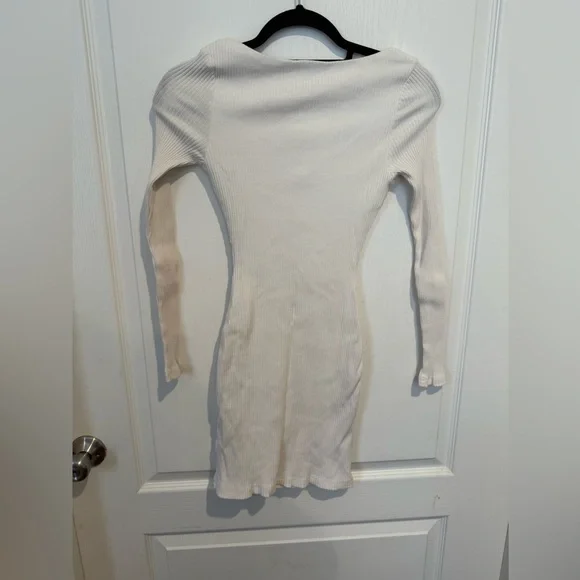 Princess Polly Cream Ribbed Long Sleeve Dress - Picture 3 of 3